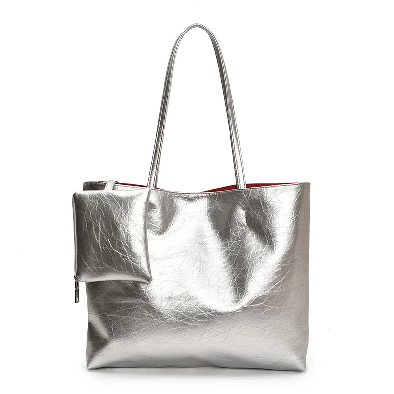 PU Leather Tote Bag – Large Capacity Shoulder Bag for Women
