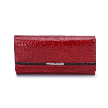 Alligator Pattern Genuine Leather Women's Long Wallet Clutch