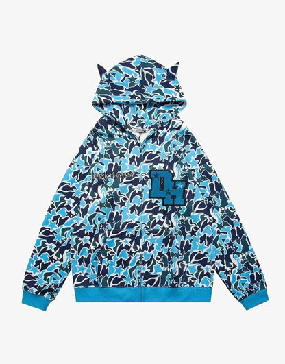 Harajuku Star Camo Full-Zip Hoodie Jacket – Unisex Streetwear