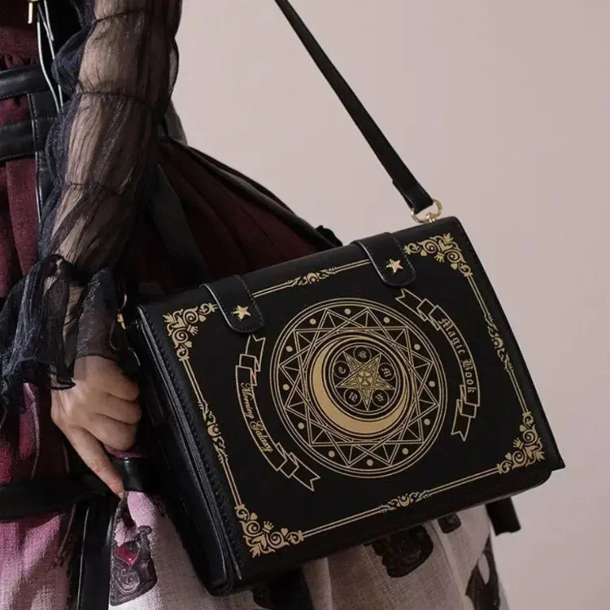 Y2K Korean Gothic Square Black Shoulder Bag