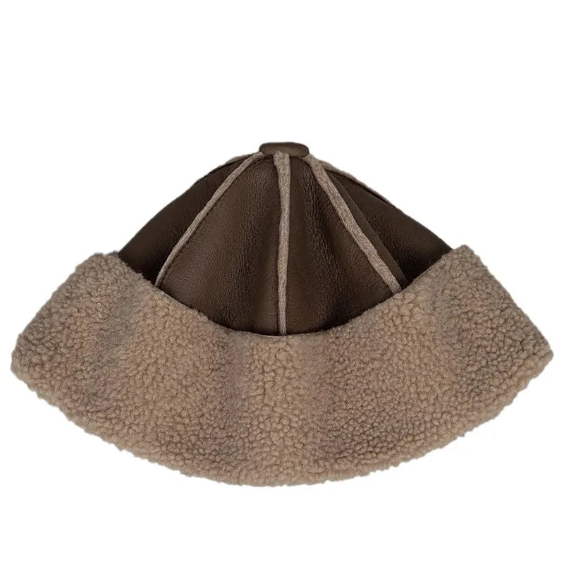 Men's Winter Sherpa Brimless Beanie Hat with Ear Warmers