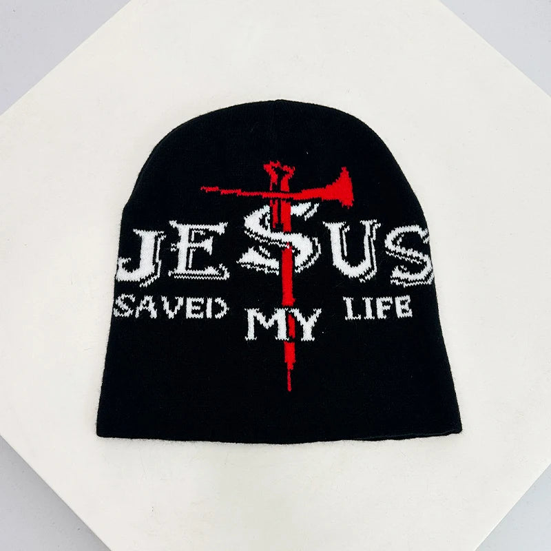 Hip Hop Letter Print Knitted Beanie Hat – Streetwear
