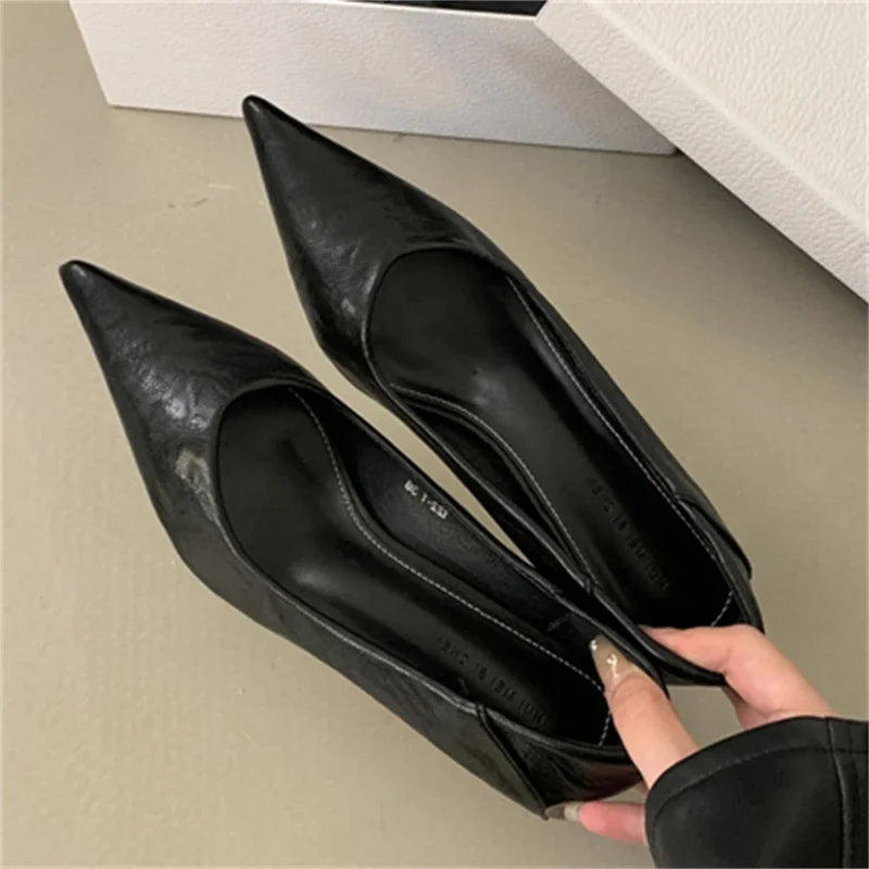Eilyken Leopard Print Pointed Toe Pumps – Women's Low Heel Party Shoes