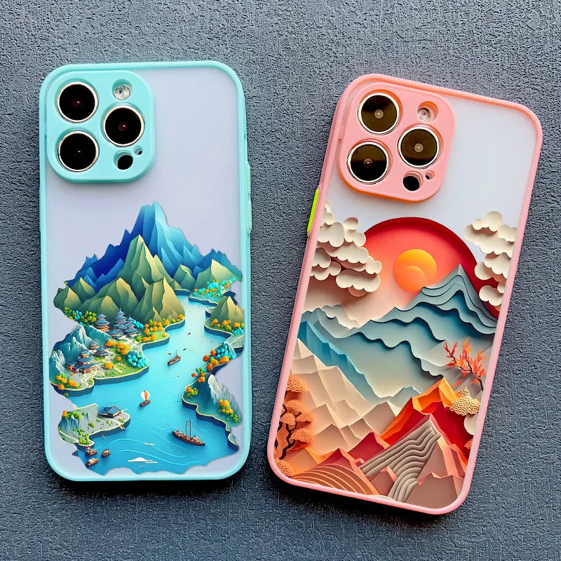 Fantasy Landscape iPhone Case – Hot Air Balloon & Planet Design