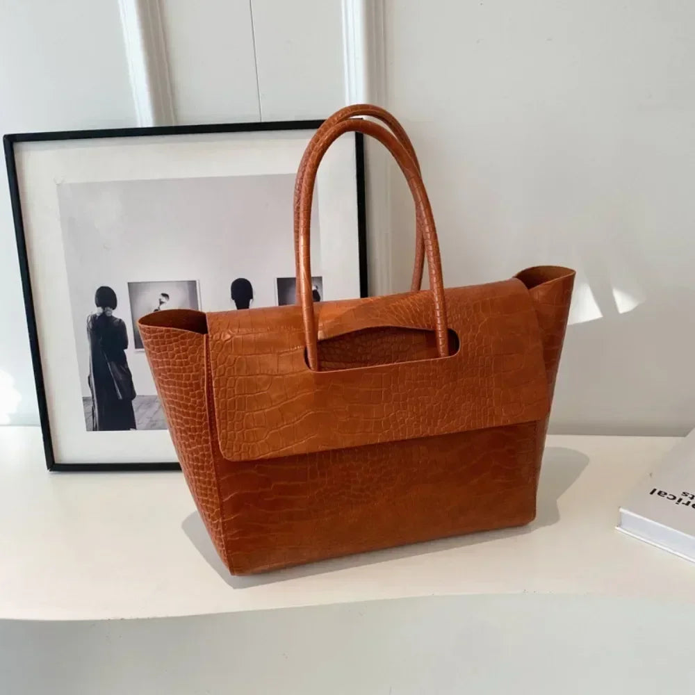 Luxury Crocodile Pattern Women Handbag With Short Handle