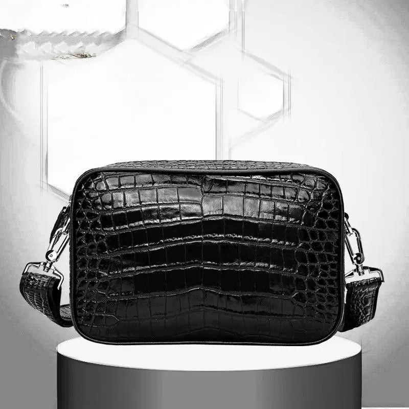 Alligator Pattern Genuine Leather Men's Crossbody Shoulder Bag