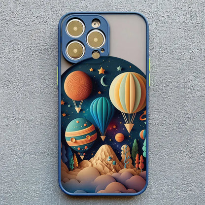 Fantasy Landscape iPhone Case – Hot Air Balloon & Planet Design