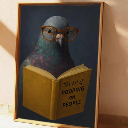 Funny Pigeon Wall Art – Humorous Bathroom Poster Print
