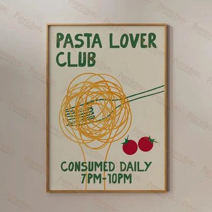 Pasta Lover Club Wall Art Print – Funny Food Kitchen Poster