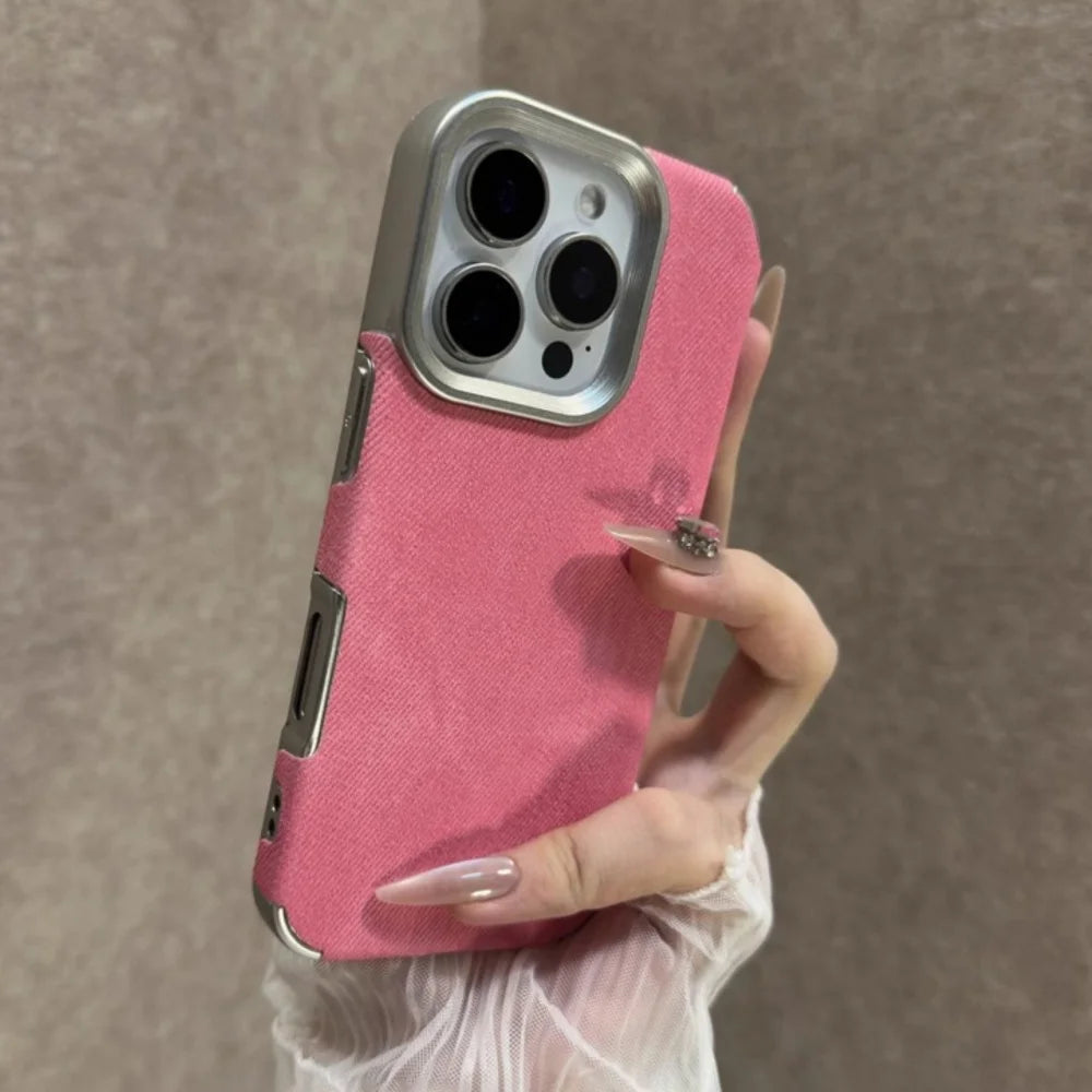 Denim Fabric iPhone Case – Retro Cowboy Style for iPhone 11–17 Series