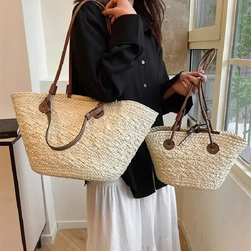 Perfect Vacation Storage Bag Largecapacity Straw Woven