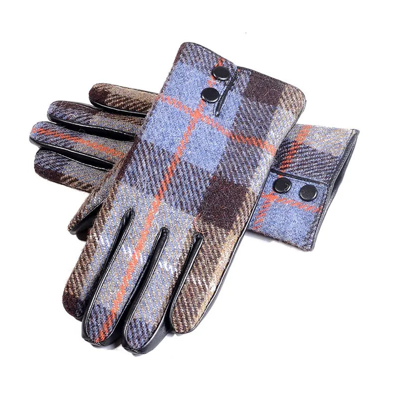 Men's Wool Tweed Touchscreen Winter Driving Gloves