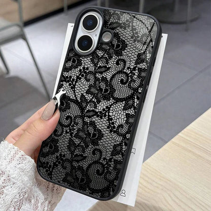 Lace Floral Pattern Silicone iPhone Case – Elegant Glossy Cover