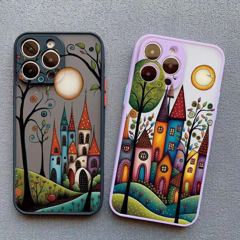 Whimsical Village iPhone Case – Fairy-Tale Art Design