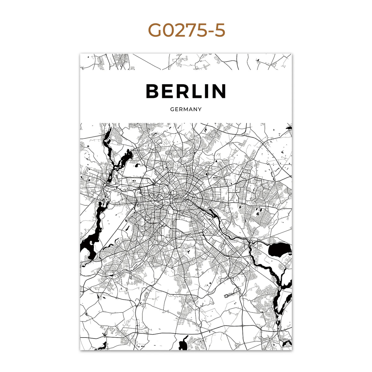 World City Map Wall Art Print – Black & White City Poster