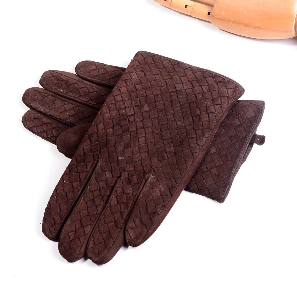 Men's Woven Leather Driving Gloves | Lambskin Intrecciato
