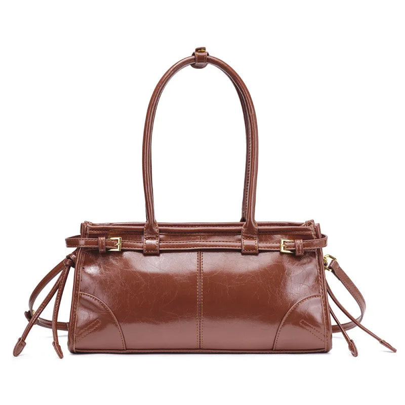 Soft Lux Boston Style Women S Motorcycle Crossbody Shoulder Bag Layered Oil Wax Leather Single Strap