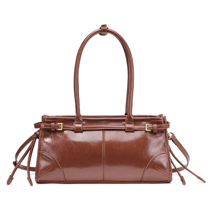Soft Lux Boston Style Women S Motorcycle Crossbody Shoulder Bag Layered Oil Wax Leather Single Strap