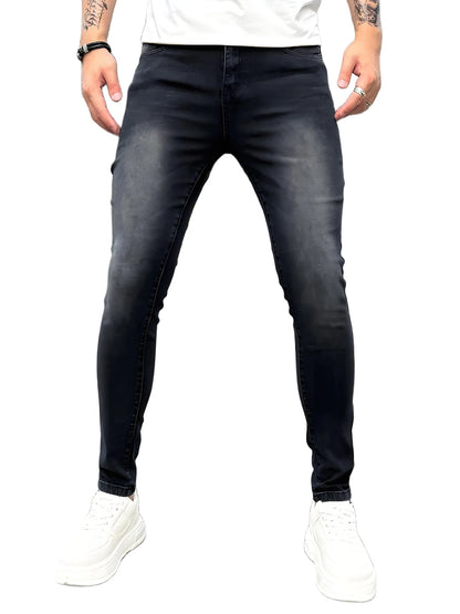 Men's Skinny Jeans – Black Faded Stretch Denim