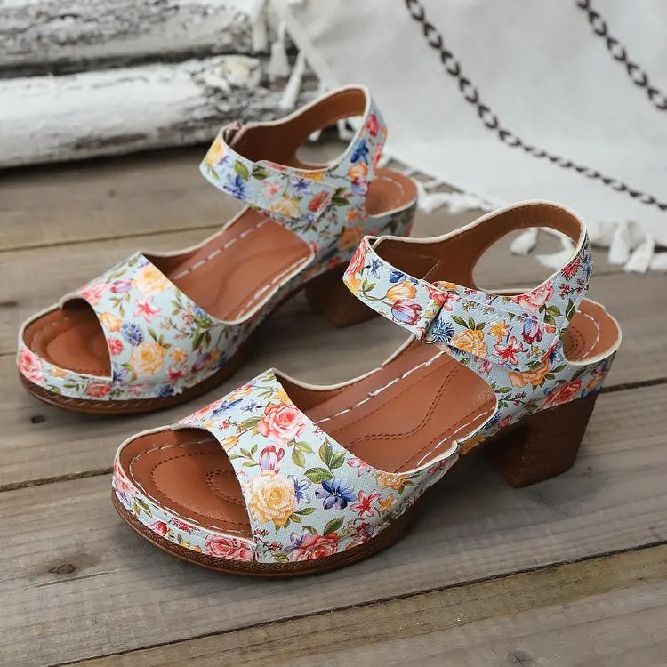 Chunky Heel Sandals for Women – Retro Wedge Dress Party Shoes