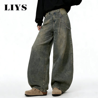 Men's Distressed Baggy Wide Leg Jeans – Y2K Streetwear
