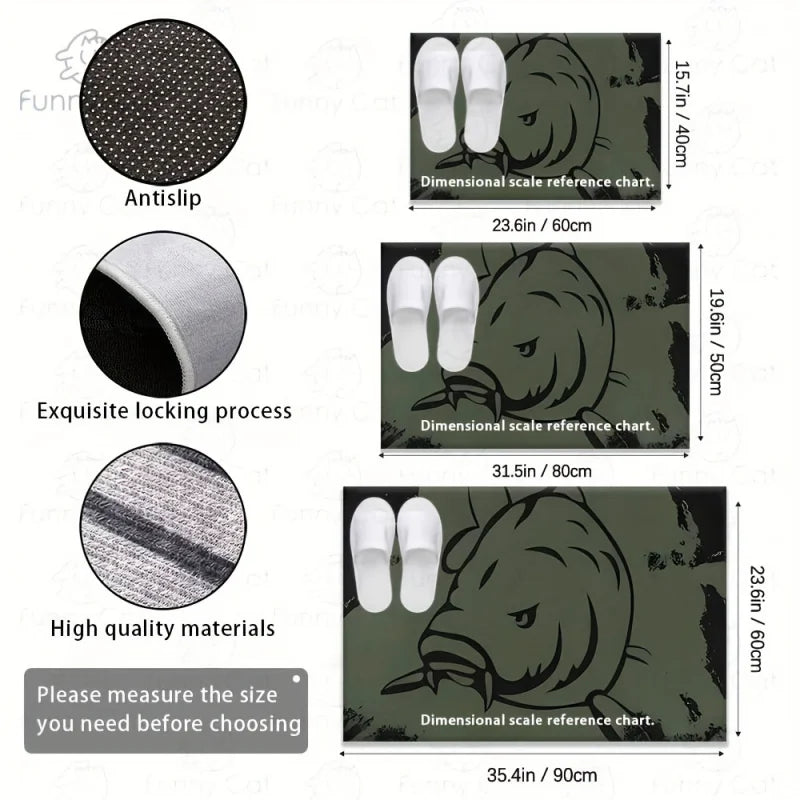 Salmon Fish Pattern Door Mat for Fishing Enthusiasts