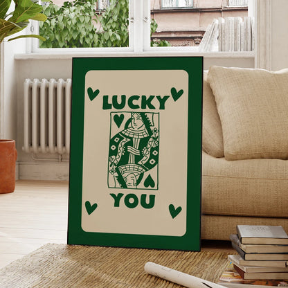 Lucky You Playing Card Wall Art Poster – Retro Green Ace Print