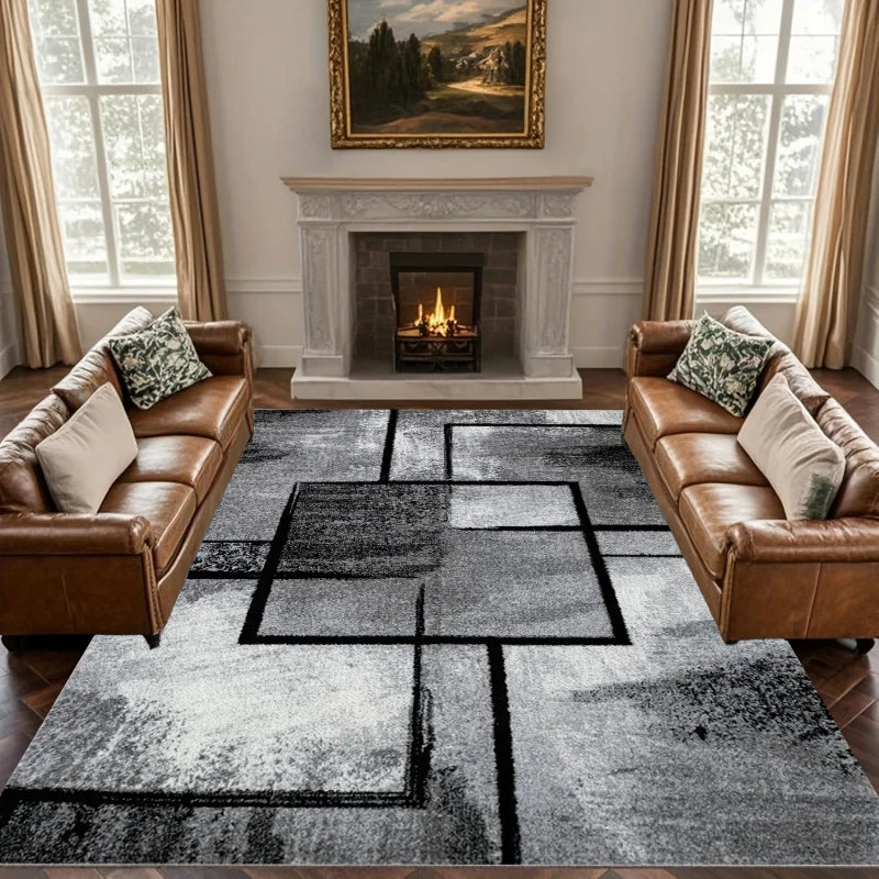 Vikama Modern Luxury Geometric Rug Stain-Resistant Easy Maintain Living Room Sofa Throw Bedroom Home