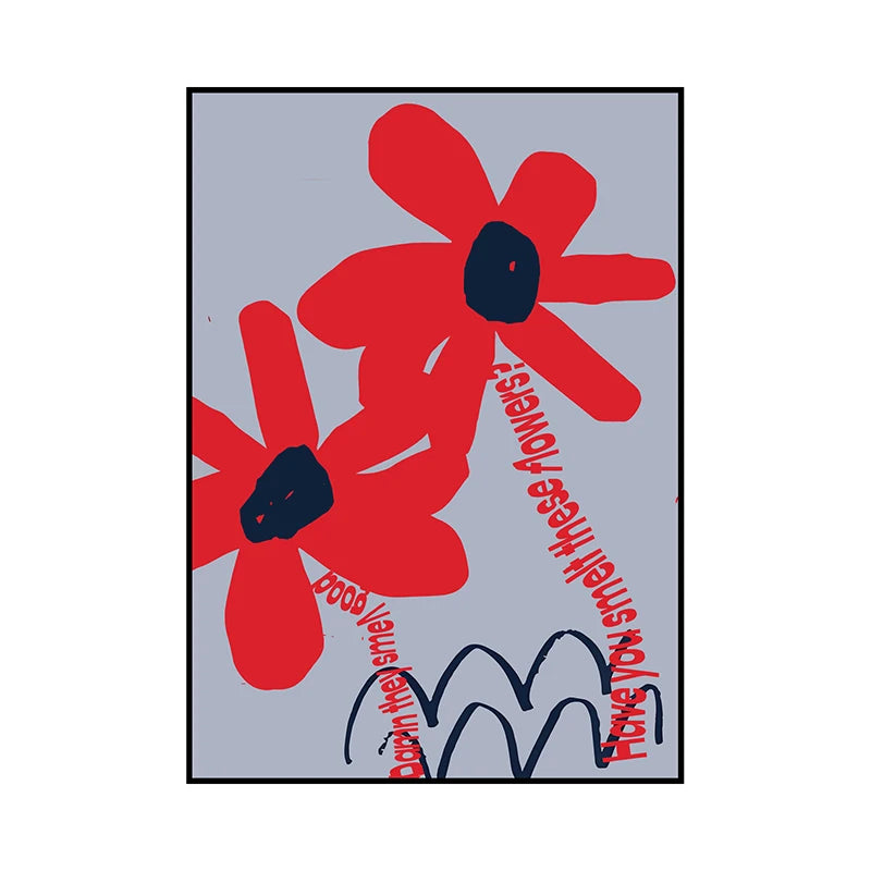 Retro Floral Bouquet Canvas Wall Art – Mid-Century Poster Print