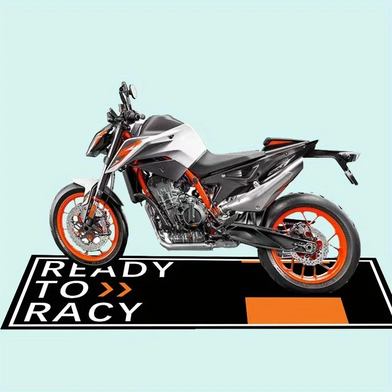 Motorcycle Garage Floor Mat – Non-Slip Racing Track Design Parking Pad