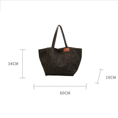 Leopard Design 2026 Korean Fashion Shopper Big Shopping Bag