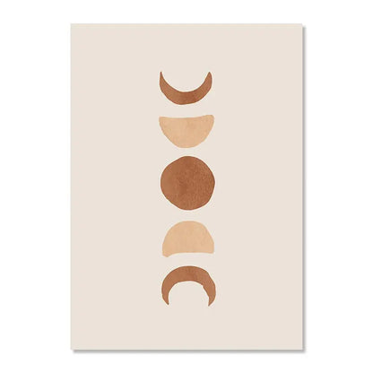Boho Abstract Geometric Canvas Wall Art Print – Terracotta Beige Decor