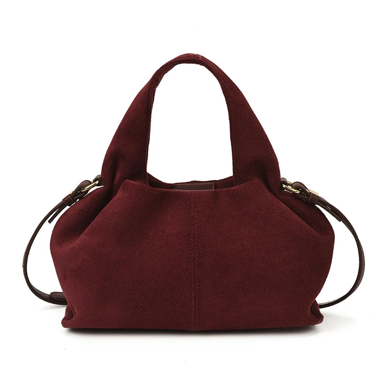 Designer Frosted Mini Handbag Luxury Women's Faux Suede Top-Handle Bags