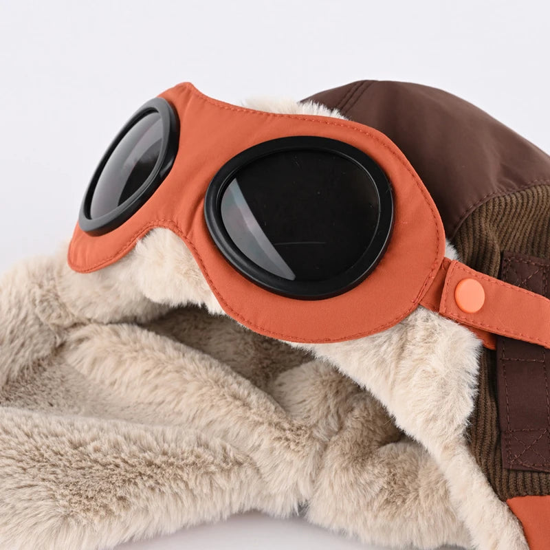 Men Winter Bomber Hat Goggles Outdoor Windproof Warm Earflap Russian Waterproof Ski - Waterproof