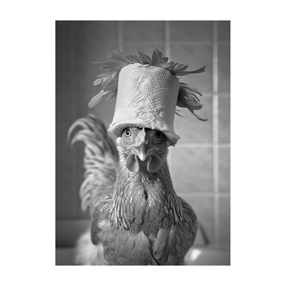 Funny Bathroom Wall Art Poster – Black & White Animal Toilet Paper Print