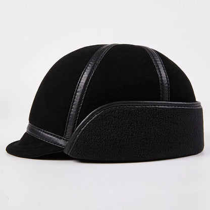 Men's Real Leather Winter Newsboy Cap with Earflaps
