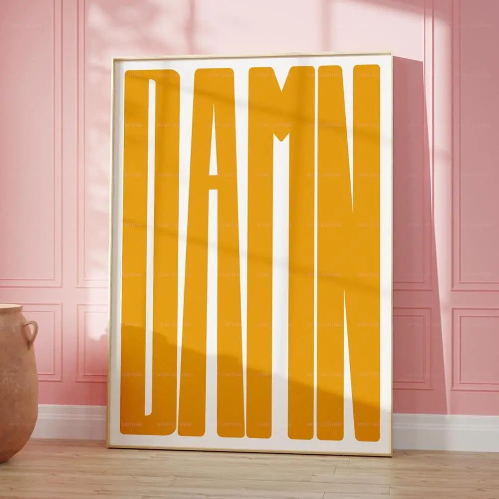 DAMN Typography Wall Art Poster – Minimalist Black & White Print