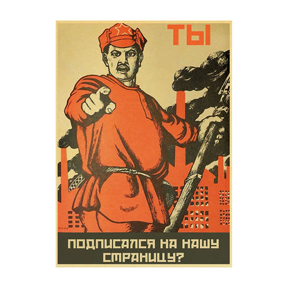 Soviet USSR Vintage Propaganda Poster – Stalin Portrait Retro Wall Art Print