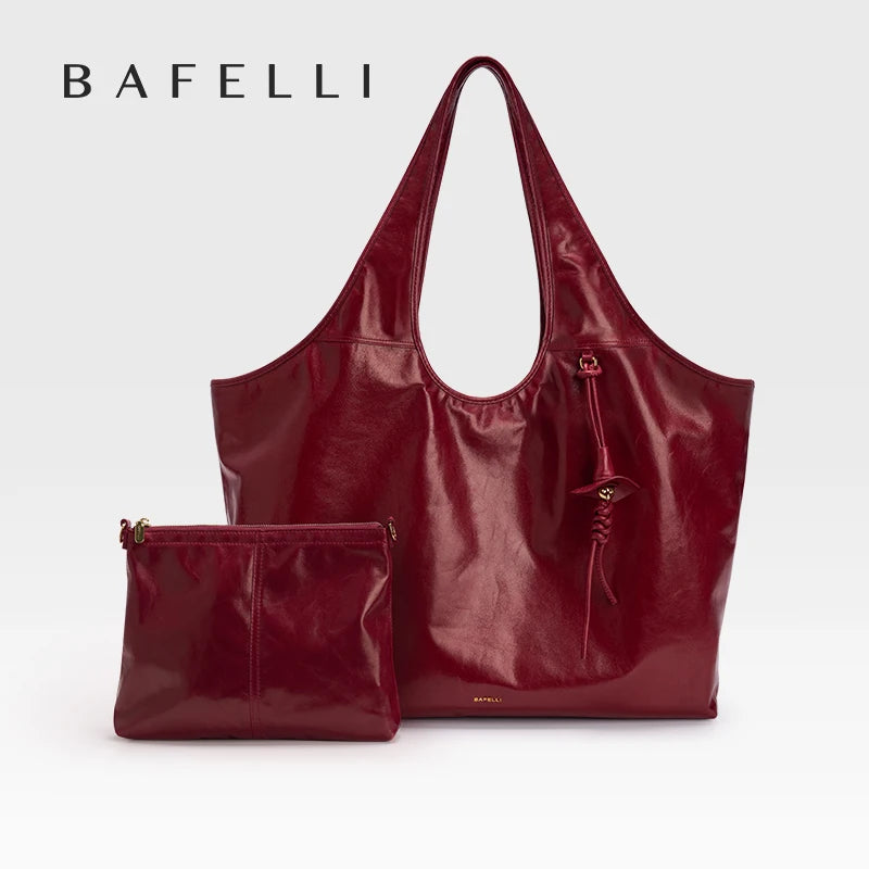 Leather Tote Bag – Large Capacity Soft Shoulder Bag for Women