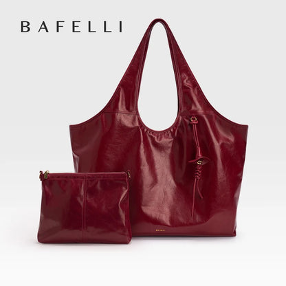 Leather Tote Bag – Large Capacity Soft Shoulder Bag for Women
