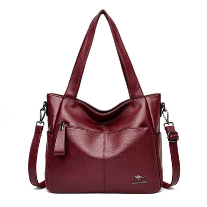 Women's Leather Tote Bag – Top Handle Shoulder Handbag