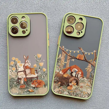 Cartoon Animal iPhone Case – Bear Fox Squirrel Design