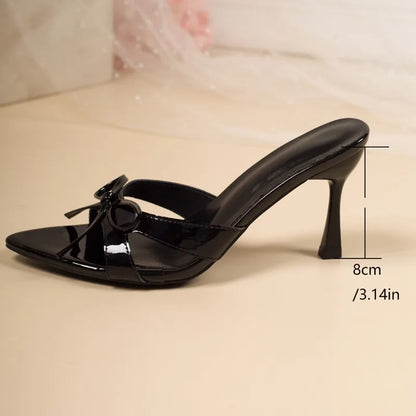 Women's Stiletto Heel Mule Sandals with Bow