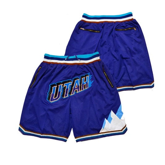 Utah Embroidered Basketball Shorts with 4 Zip Pockets