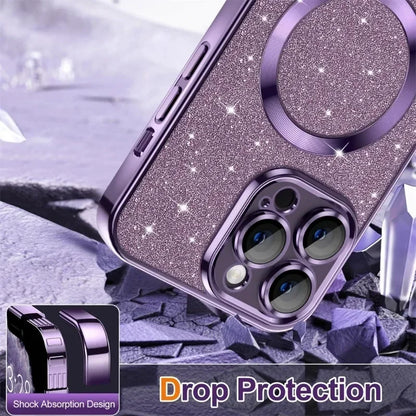 Electroplate Glitter MagSafe iPhone Case for iPhone 11 12 13 14 15 16 17 Series