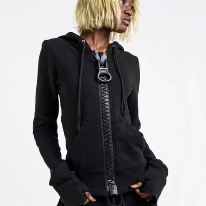 Mens Hoodie Oversized Big Zipper Streetwear Harajuku Unisex American Style Loose Fit Casual Street