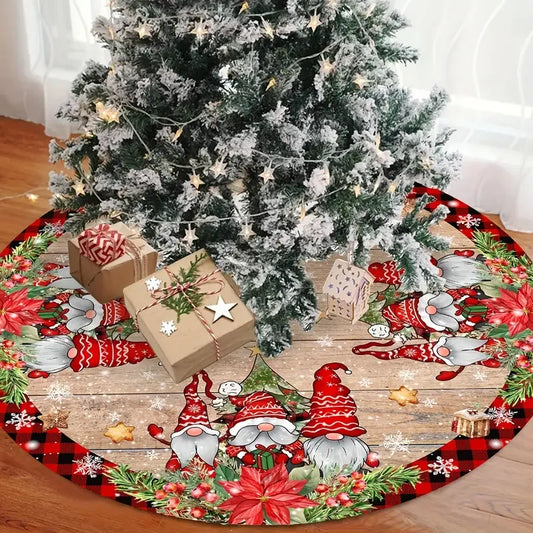 Christmas Gnome Tree Skirt – Cute Dwarf Pattern Holiday Decor