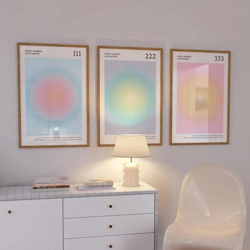 Angel Numbers Aura Wall Art Poster – 111 222 333 Spiritual Print