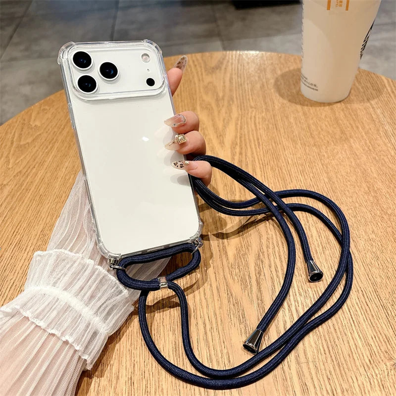 iPhone Crossbody Lanyard Case – Clear Shockproof Bumper Cover