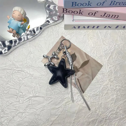 Fashion Leopard Starfish Keychain Cute Balloon Dog Leather Charm Women Maximalist Bag